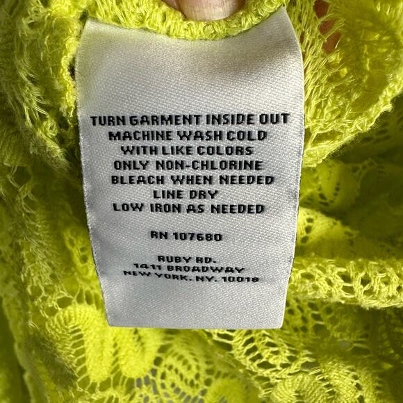 Ruby Rd Favorites Womens size Large 3/4 Sleeve Open Lace Knit Cardigan Yellow - Picture 9 of 9